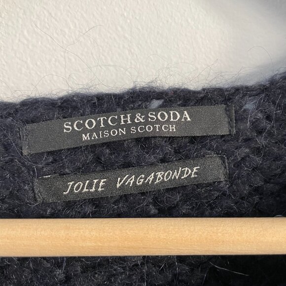 Navy Oversize Cable knit Scotch & Soda sweater with pockets - Picture 2 of 3